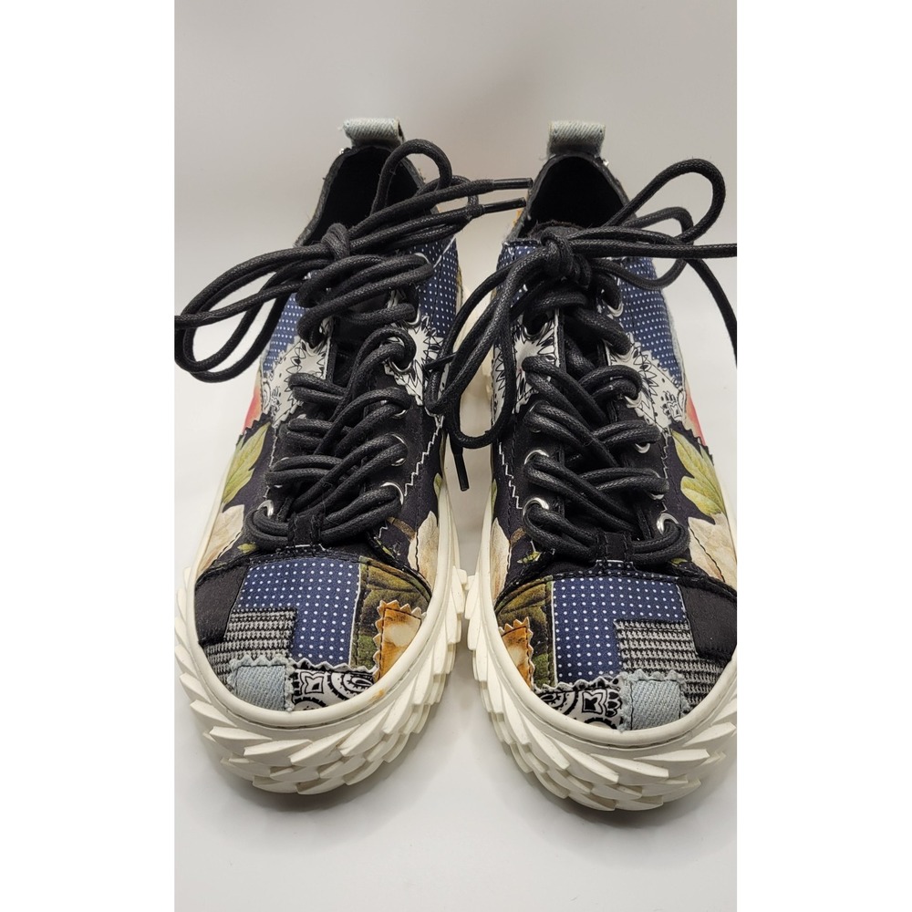 Multicolored Patchwork Trim Giuseppe Zanotti Blabber Lace Up Sneaker Size 37